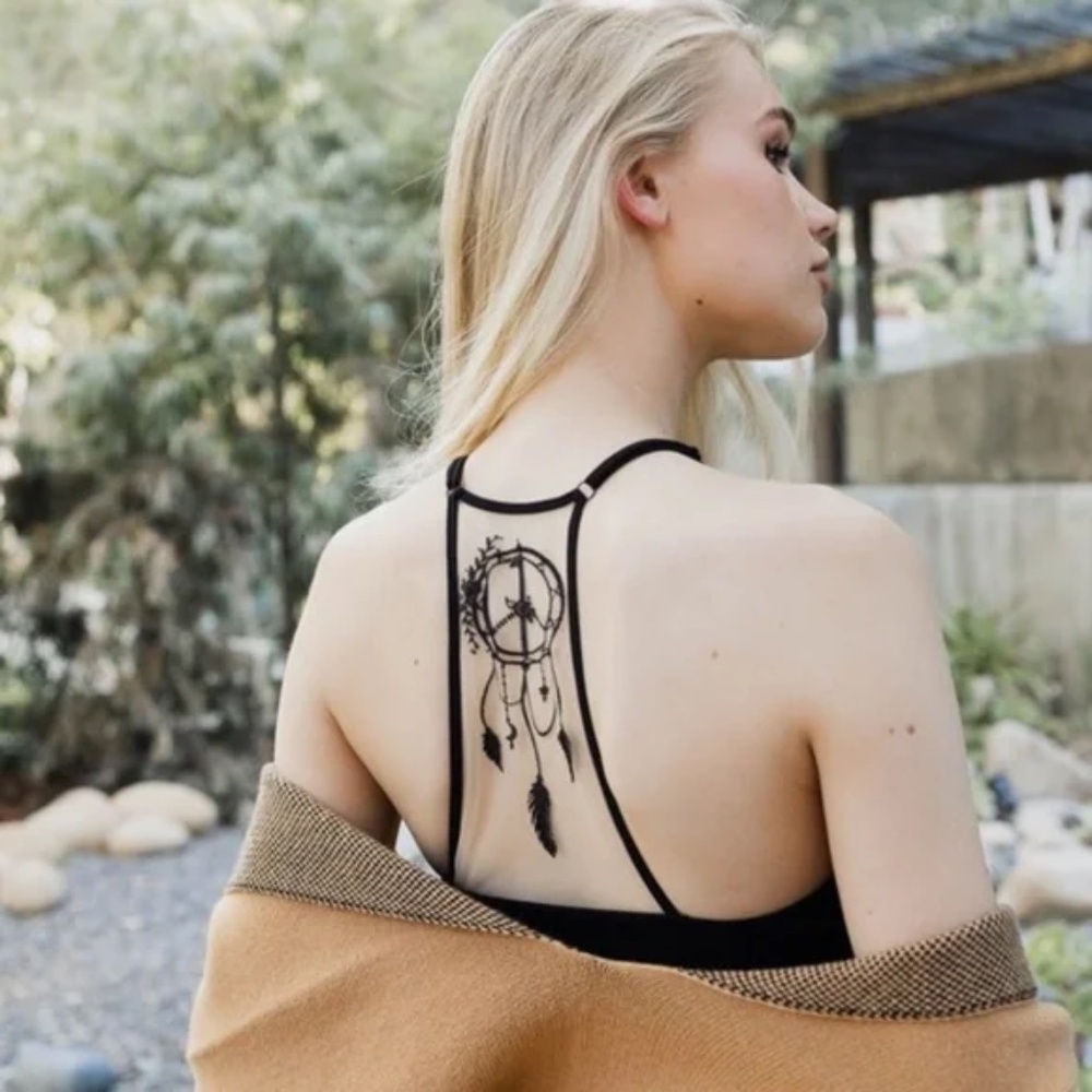 Black Dream Catcher Tattoo Sheer Back Brami Bra Bralette Boho Bohemian